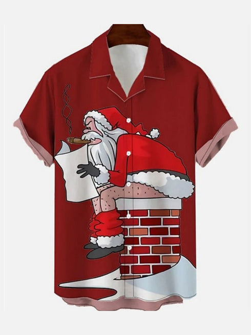 Men's Christmas Funny Graphic Short Sleeve Hawaiian Shirt